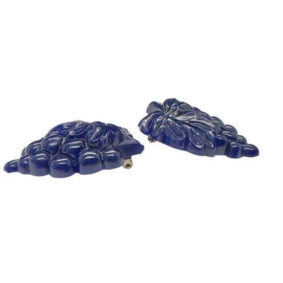 Vintage Acrylic Molded Purple Grape Dress Clips - Picture 5 of 8